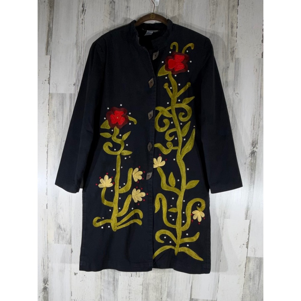 Indigo Moon Jacket Size Medium Button Front Black… - image 1